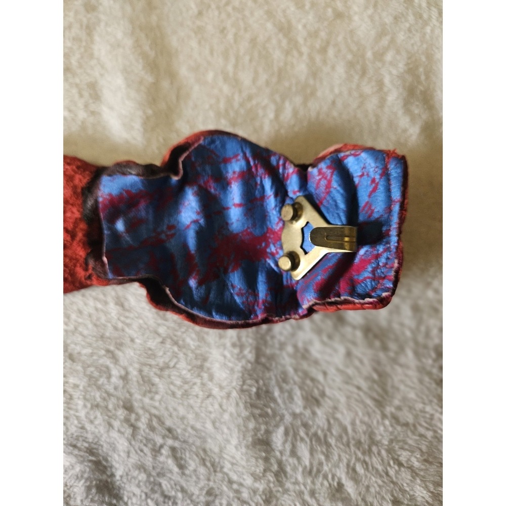 Vintage Caiman Hornback Belt Exotic Western Leather Taxidermy Red Alligatoridae - Picture 14 of 16